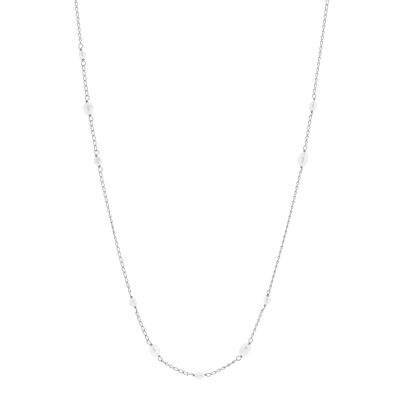 COLLANA IN PIETRA LUNGA 90 CM ARGENTO PLACCATO RODIATO CON PERLE DI FIUME P0003PLCOL1