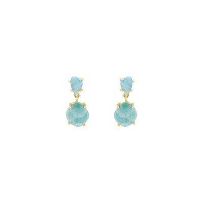 STONE GOLD PLATED EARRING WITH LARIMAR P0007AZPE1