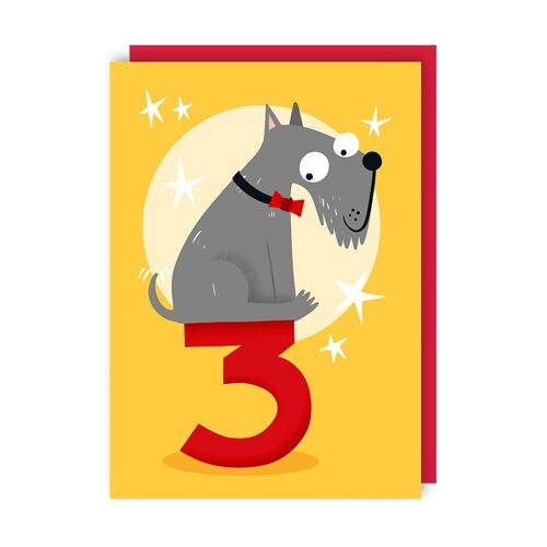 Dog Three Children Birthday Card pack of 6