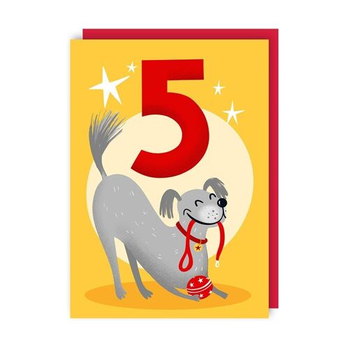Dog Five Children Birthday Card pack of 6