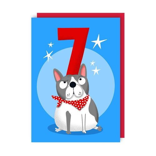 Dog Seven Children Birthday Card pack of 6