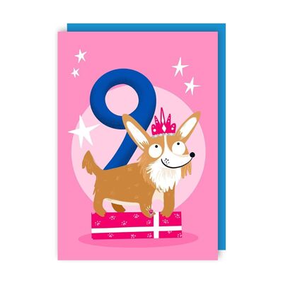 Dog Nine Children Birthday Card pack of 6
