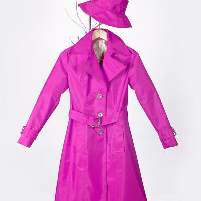 Elegante trench impermeabile rosa fucsia. Slow Fashion made in/by Spain