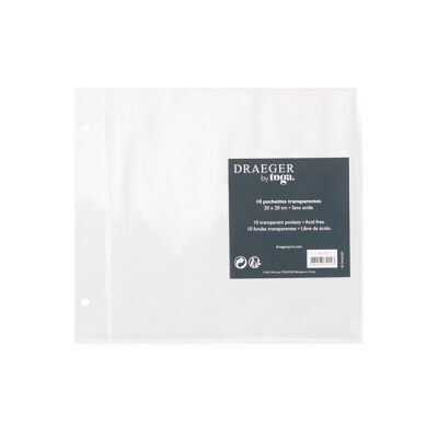 10 transparente Taschen für Scrapbooking-Alben - 20x20cm
