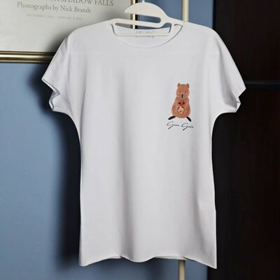 Weißes T-Shirt M 07 mit Quokka-Print