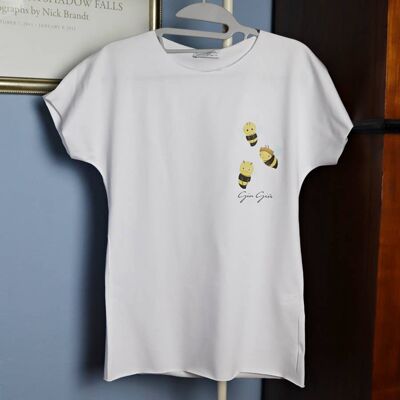 M 07 Weißes T-Shirt mit Bienen-Aufdruck