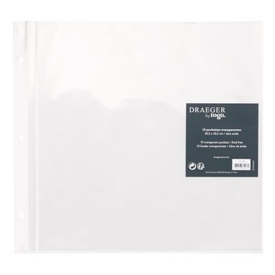 10 pochettes transparentes pour album de scrapbooking - 30,5x30,5cm