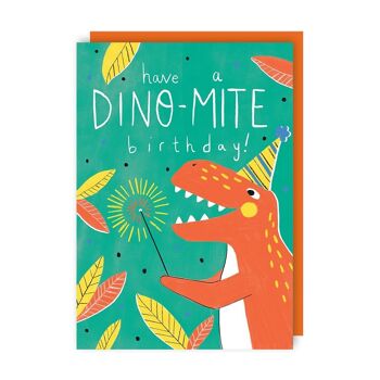Lot de 6 cartes d'anniversaire pour enfants Dino 2