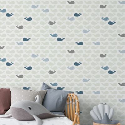 Papel Pintado Ballena para Niños y Niñas - Colores Surtidos