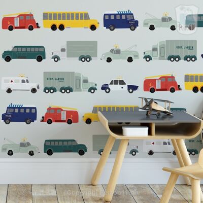 Boys wallpaper Vehicles in various colors