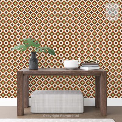 Retro wallpaper with pattern Flower Power