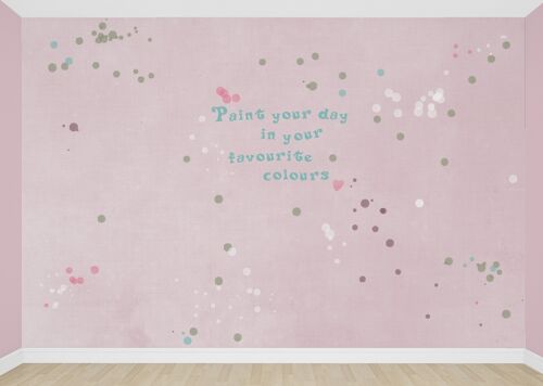 Fotobehang met stippen Paint your day in roze of blauw_400 x 270 cm