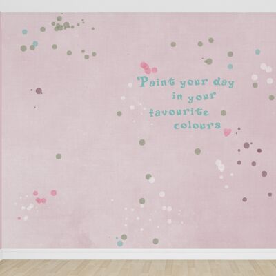 Wall mural with dots Paint your day in pink or blue_400 x 270 cm