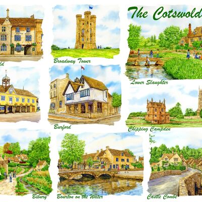 Grußkarte Multi Bild Die Cotswolds.