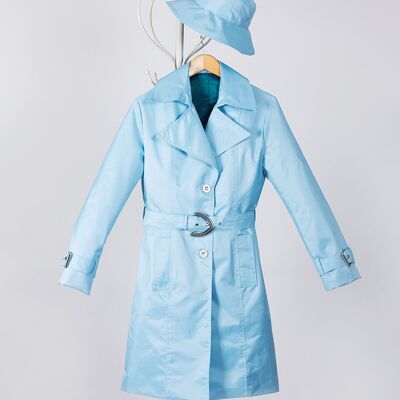 Stylish Raincoat Aquamarine Blue .Slow Fashion made in / by Spain