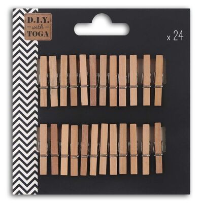 24 mini fancy clothespins - Raw Wood