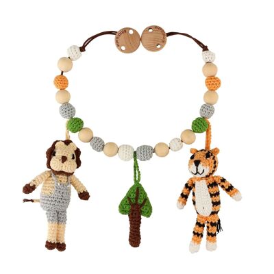 Crochet pram chain SAFARI 1: Tiger & Lion