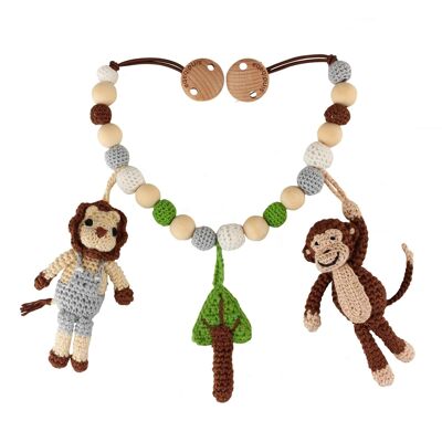 Crochet pram chain Safari 2: Monkey & Lion