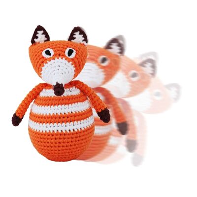Crocheted roly-poly fox FRED in orange