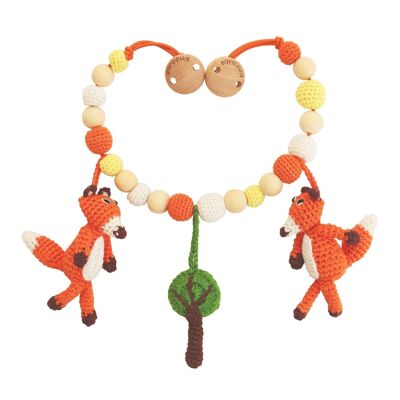 Crochet pram chain fox FRED in orange