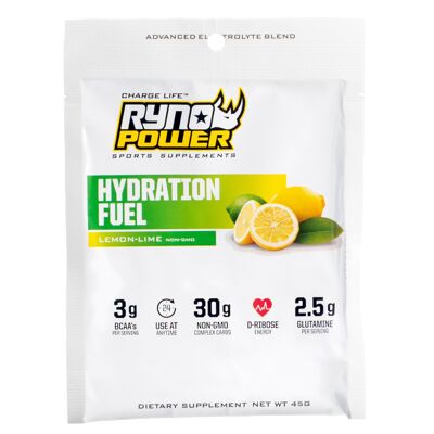 HYDRATATION FUEL Lemon Lime Electrolyte Drink Mix | Portion unique - (100 % de réduction)