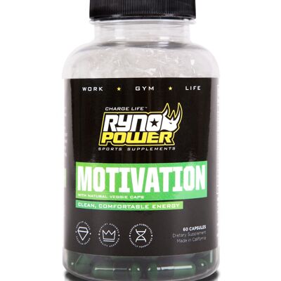 MOTIVATION Pre-Workout Focus Energy Supplément | 30 portions (60 capsules) - pack de 2 (économisez 5,00 !)