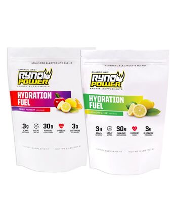 2-PACK HYDRATATION FUEL Fruit Punch (2 LBS) + Lemon Lime (2 LBS) Mélange de boissons électrolytes 1