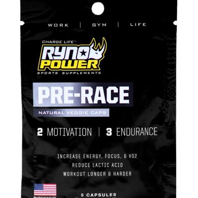 PRE-RACE | MOTIVATION and ENERGY Pre-Workout Supplement Combo Pack | Single Serving (5 Capsules)