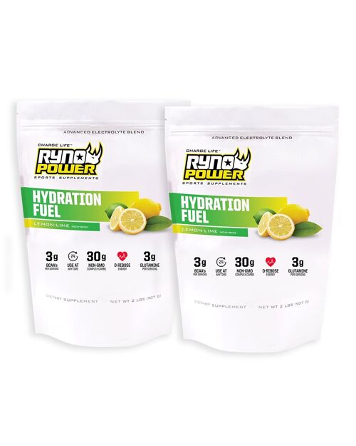 2-PACK HYDRATION FUEL Lemon-Lime Electrolyte Drink Mix | 20 Servings (2 LBS)