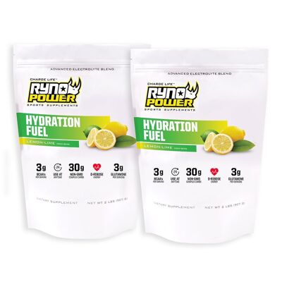 2-PACK HYDRATION FUEL Lemon-Lime Electrolyte Drink Mix | 20 Servings (2 LBS)