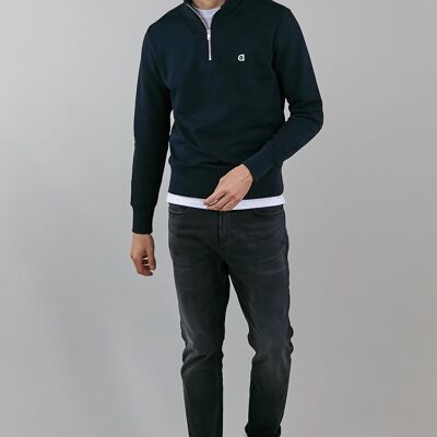 Schwarzes Sweatshirt mit halbem Reißverschluss