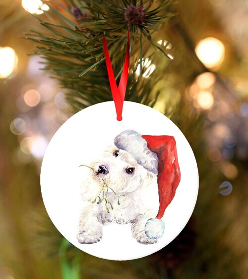 Archie,West highland terrier, ceramic hanging Christmas decoration, tree ornament by Jane Bannon