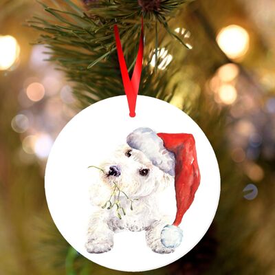 Archie,West highland terrier, ceramic hanging Christmas decoration, tree ornament by Jane Bannon