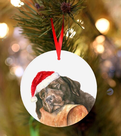 Bailey, Labrador, ceramic hanging Christmas decoration, tree ornament by Jane Bannon