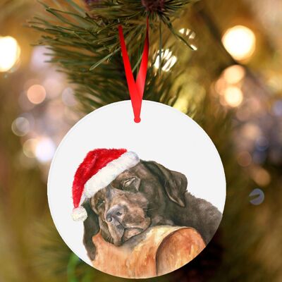 Bailey, Labrador, ceramic hanging Christmas decoration, tree ornament by Jane Bannon