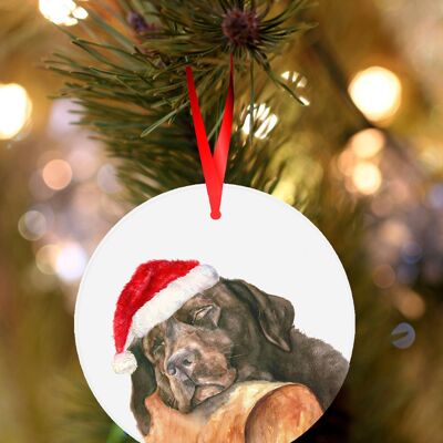 Bailey, Labrador, decoración navideña colgante de cerámica, adorno de árbol de Jane Bannon