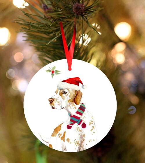 Cecil,English pointer, ceramic hanging Christmas decoration, tree ornament by Jane Bannon