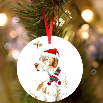 Cecil,English pointer, ceramic hanging Christmas decoration, tree ornament by Jane Bannon