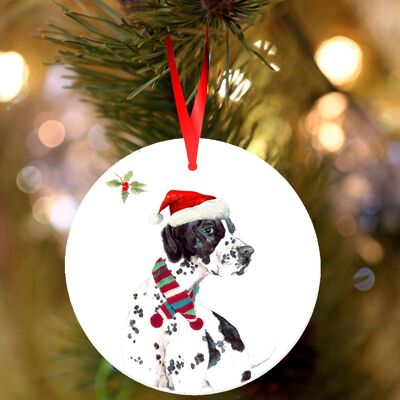 Charles,English pointer, ceramic hanging Christmas decoration, tree ornament by Jane Bannon
