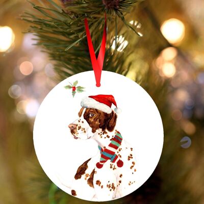 Cyril, puntero inglés, decoración navideña colgante de cerámica, adorno de árbol de Jane Bannon