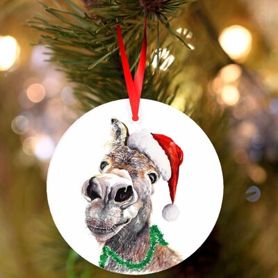 DOREEN, Donkey, ceramic hanging Christmas decoration, tree ornament by Jane Bannon