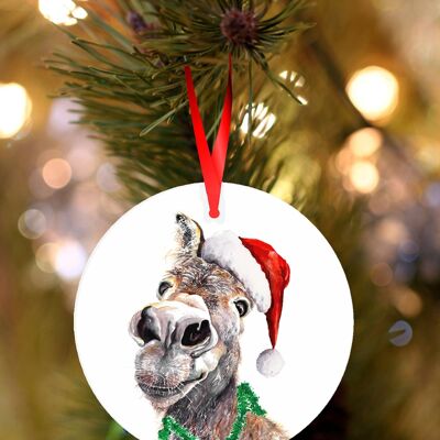 DOREEN, burro, decoración navideña colgante de cerámica, adorno para el árbol de Jane Bannon