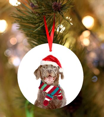 Duc, Labrador, marron, décoration de Noël à suspendre en céramique, ornement d'arbre par Jane Bannon 1