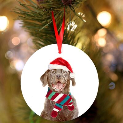 Duke, Labrador, brown, ceramic hanging Christmas decoration, tree ornament by Jane Bannon