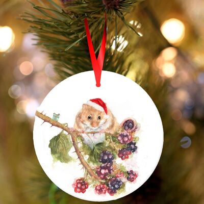 Fieldmouse, decoración navideña colgante de cerámica, adorno de árbol de Jane Bannon