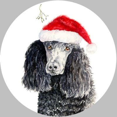 Percy, Poodle BLACK, ceramic hanging Christmas decoration, tree ornament by Jane Bannon