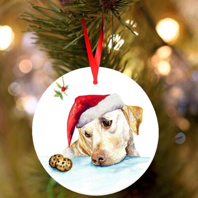 Coquelicot, Labrador, décoration de Noël à suspendre en céramique, ornement d'arbre par Jane Bannon