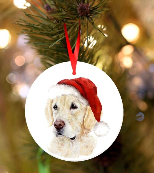 Roxy, Retriever, ceramic hanging Christmas decoration, tree ornament by Jane Bannon