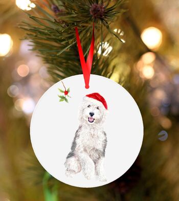 Shane, Sheepadoodle, décoration de Noël suspendue en céramique, ornement d'arbre par Jane Bannon 2