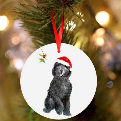 Sian, Sheepadoodle, ceramic hanging Christmas decoration, tree ornament by Jane Bannon
